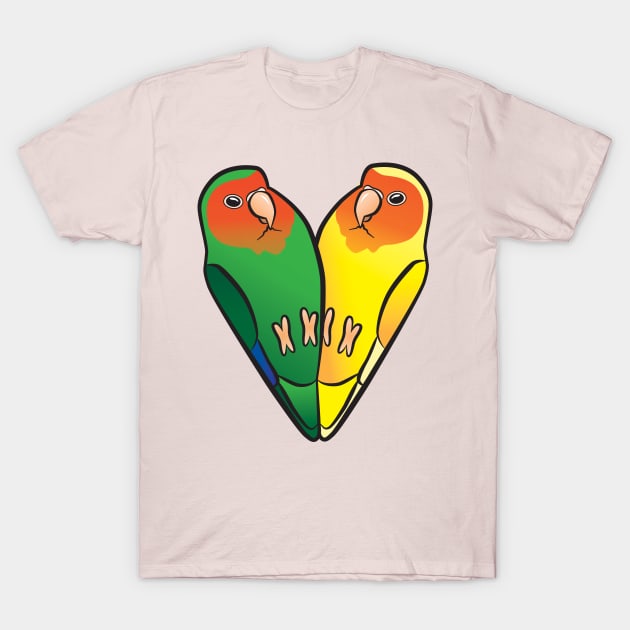 Lovebird Hearts T-Shirt by punkburdarts